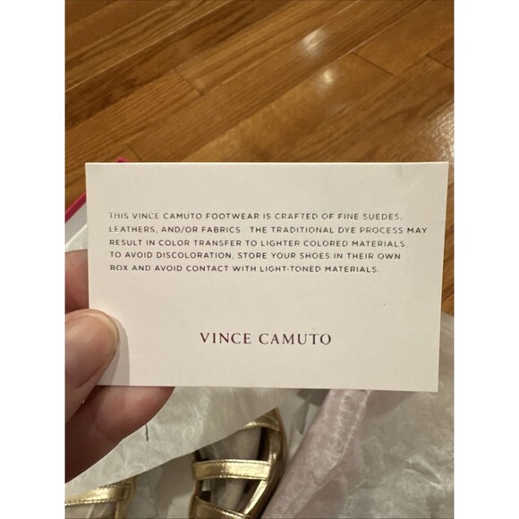 Vince Camuto Hicheny Cage Sandals Women's Size 9.5 Metallic Gold Gladiator NEW - Picture 9 of 9